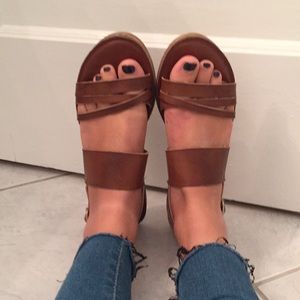 Madden Girl Tan Leather Sandals